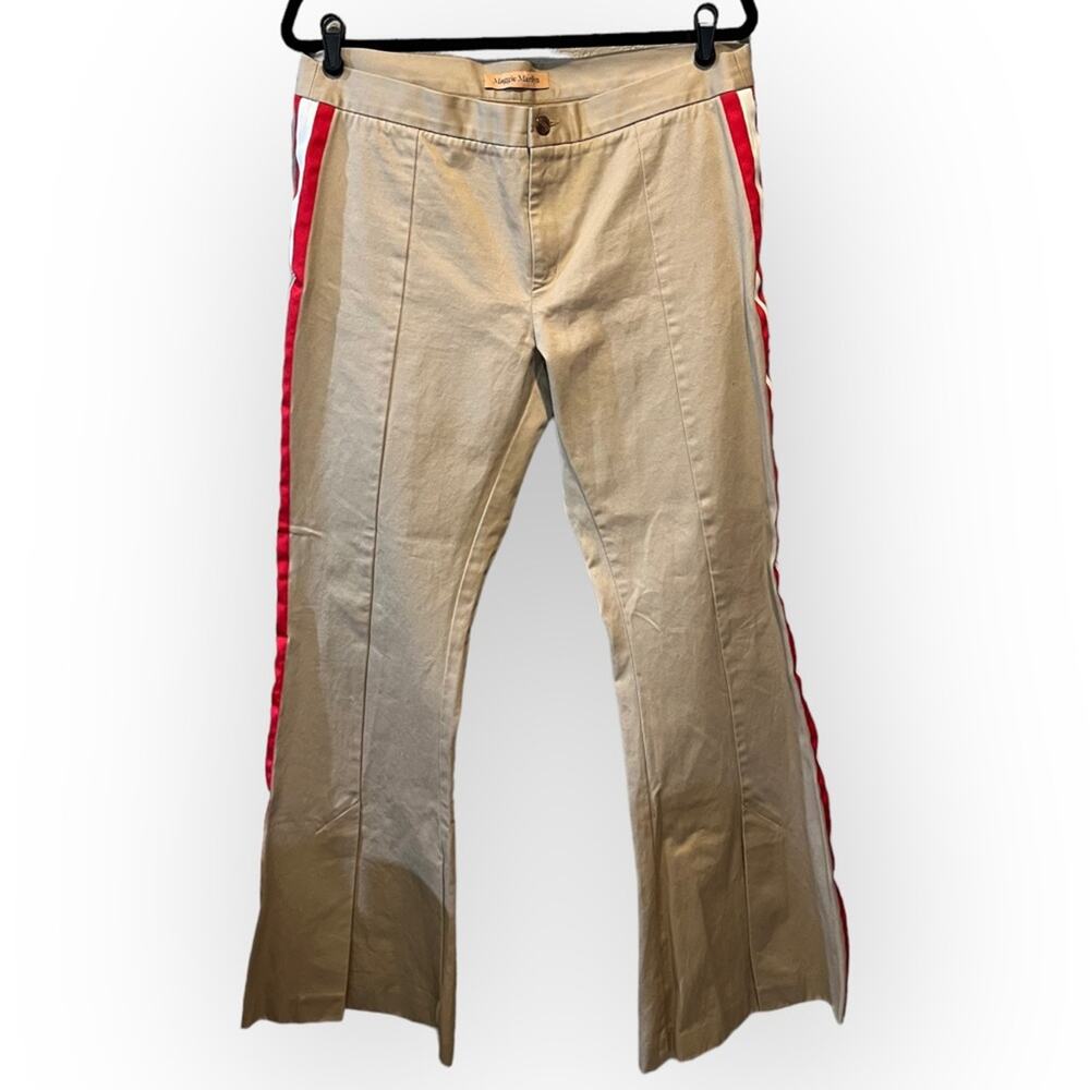 Maggie Marilyn Game Changer Side Striped Flare Leg Pants size 10 in tan